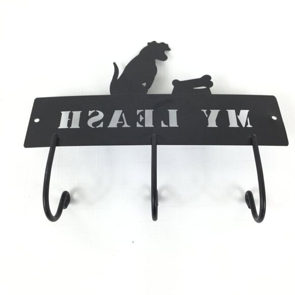 DEI Lucky Dog‎ ''My Leash'' Wall Mount Wall Hook Metal Rack Hanger Black - Picture 2 of 6